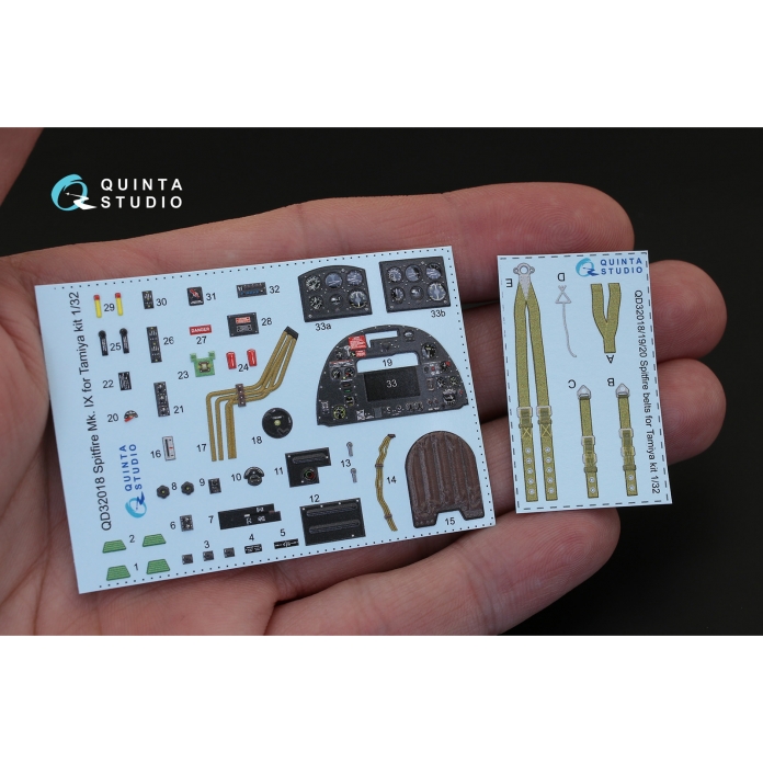 QD32018 1/32 3D Декаль интерьера кабины Spitfire Mk.IX (для модели Tamiya) Quinta Studio