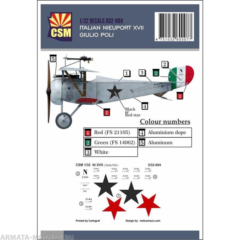 D32-004 Декали Nieuport XVII, персональная маркировка Giulio Poli