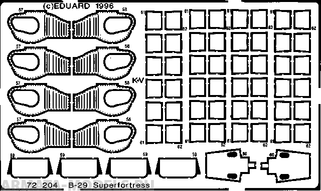 72204 Фототравление В-29А   интерьер+экстерьер для модели фирмы (Academy) (Eduard)  
