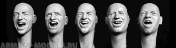 HH27 5 bald heads with triumphant, exulting faces