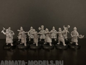 3300ТБ Солдатики, пешие русские стрельцы, 28 мм, смола, 2-я половина 16 в., проект Московия